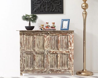 Antique India Teak Sideboard, Coffee Wine Bar Buffet, Tall Farmhouse TV Stand, Entertainment Console, Rustic Storage, Living room 52x49