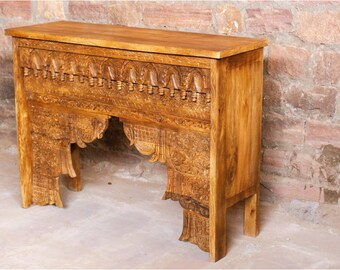 Rustic Console Table, Vintage Carved Brown Carved Mantle, Hall Table, Sofa Table, Media Console Table Stunning Statement Decor
