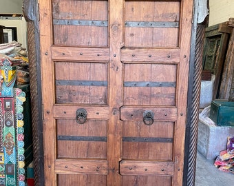 Antique Old Door Wine Armoire, HUGE Teak Doors Cabinet, Farmhouse Cabinet, Wardrobe, Tall Storage Cabinet, Statement Decor