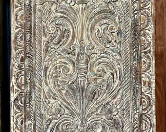 Rustic Barn Door, Artistic Ornate Custom Door, Tree of Life, Whitewash, Sliding Barn Door, Accent Wall, Yoga Door, Unique Eclectic, 84x40