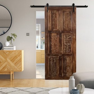 Hand Carved Unique Barn door, Custom, Bypass Barndoor, Door Headboard, Interior, Hinged Door, Pocket Door, Pantry Door,80x30