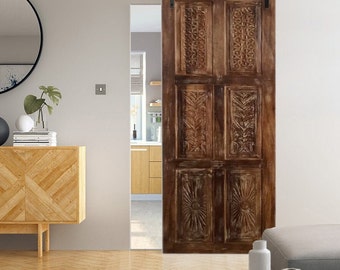 Hand Carved Door, Unique Sliding Barndoor, Natures Harmony Door, Paneled Doors, Single, Double, Cabinet, TV doors, Resort Design, 80x30