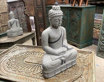 Gray Granite Buddha Statue, Garden Budha, Meditating Buddha, Handmade yoga Sanctuary Statue, Unique Eclectic