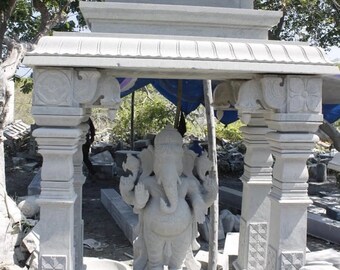 CUSTOM ORDER-Natural Stone Ganesha Temple Garden Statue, Handcarved Granite Stone Zen Outdoor Meditating Sculptures