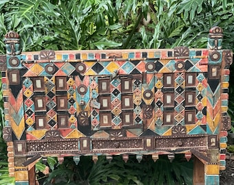 Antique Damchiya Console Table, Colorful Tribal Sideboard, Accent HALL Table, India Bohemian Gypsy Spice Chest, Altar Table