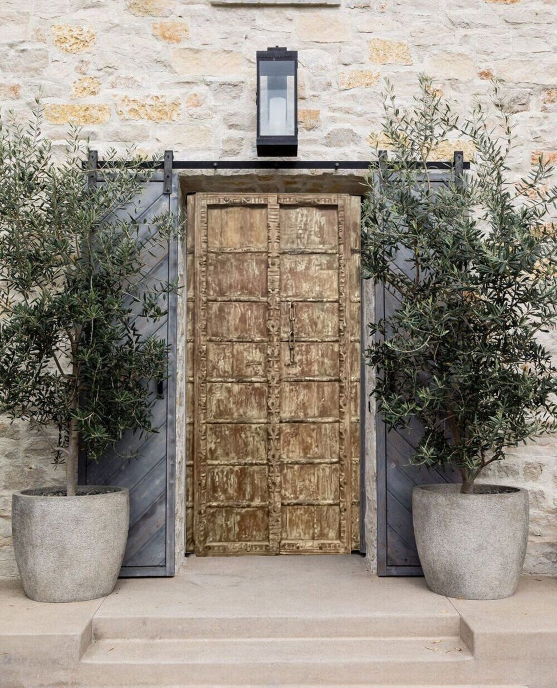 Pair Carved Antique Door from India, Garden Doors, Door headboard, Exterior Teak Barndoors, Rustic Barn Door, Farmhouse doors, 84x44 image 1