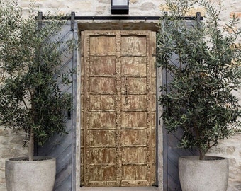 Pair Carved Antique Door from India, Garden Doors, Door headboard, Exterior Teak Barndoors, Rustic Barn Door, Farmhouse doors, 84x44