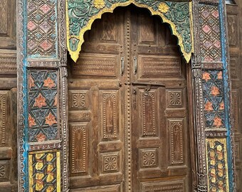 Antique Architectural Doorway, Carved Arch, Indian Double sided Decorative Carved Huge Floor Mirror, Archway, Unique Carved Arch