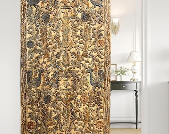 Artistic Carved Barn Door, Birds of Paradise Sliding Barn Door, Shabby Chic, Vintage Door, Indian carved Door, Bedroom Entrance Door 96x41
