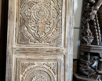 Hand-Carved Mandala Barn Door | Antique Doors | Farmhouse Sliding Barndoor | Custom Wooden interior Door | Wall Decor | Rustic Doors 77x35