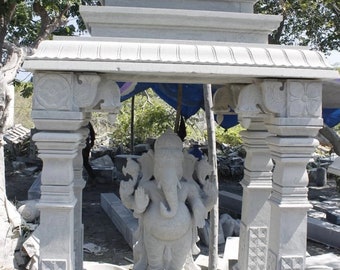 CUSTOM ORDER-Natural Stone Ganesha Temple Garden Statue Handcarved Granite Stone Zen Outdoor Meditating Sculptures