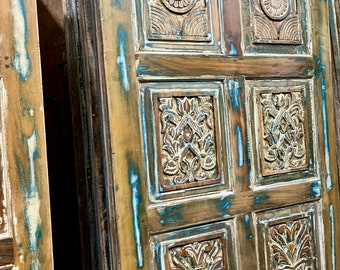 Hand Carved Barn Door Panel, Vintage Style Paneled Door, Bedroom Door, Interior, Nature wood Door, Spanish Style Statement Doors 80x36