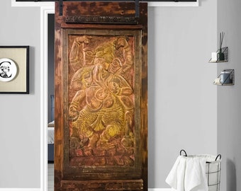 Vintage Wall Art, Ganesha Barn Door, Artistic Handcarved Ganesha Temple DOOR, Indian Wall Decor, Yoga At Home MINDFUL Decor