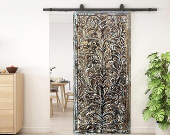 Tree Of Life Carved Barn Door,Sliding Door,Rustic Reclaimed Wood,CUSTOM DOORS,Artistic Unique Eclectic, 84x40
