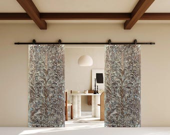Tree Of Life Nature Carved Barn Door,Sliding Door,Sea green Reclaimed Wood,CUSTOM DOORS,Artistic Unique Eclectic, 80x36