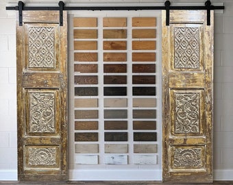 Pair Vintage Carved Barn Door, Interior Door, Hanging Door, Custom, Sliding Door, Bedroom, Hinged, CUSTOM DOORS, Unique Eclectic decor 80x42