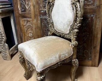 Pair of Antique french Rococo Carved Wood Chairs Pair of Vintage Gold Chairs Old World Ornate Chairs