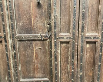 1900s Massive Antique Ranch Gates, Farmhouse Teak Doors, Haveli Veranda Doors, Architectural Design, Estate Garden Gates 102x87