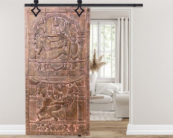 Kamasutra Carving Barn Door, Indian Carved Door Panel, Rustic Panel, Wall Sculpture, Unique Eclectic Decor