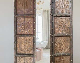 Antique Indian Door, Barndoors, Chakra Carved Teak Wood Door, Harmony Design, Farmhouse Door, Exterior doors, 80x38