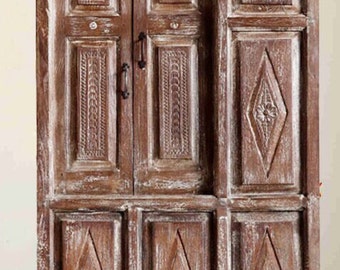 Antique Indian Door, Carved Door, Double Door, Exterior Doors, Handmade Doors, Rustic Teak Doors, Farmhouse Door, Home Decor 84x39