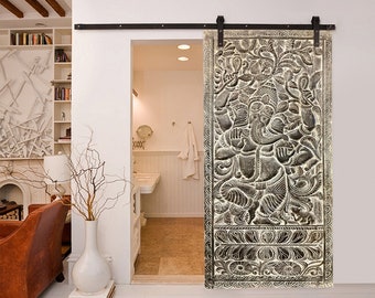 Vintage Ganesh Barn Door, Indian Wall Sculpture, Kalpavriksha Ganesh Barndoor, Reclaimed wood, MINDFUL Unique Eclectic