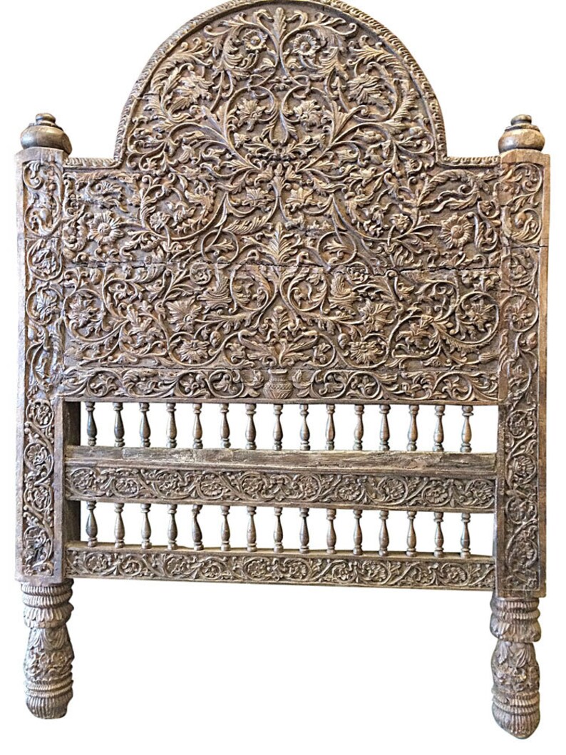 Antique Vintage Twin Headboard Intricate Kashmir Fl Hand Image 0