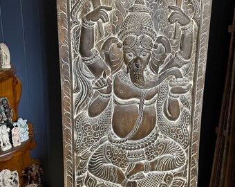 Rustic Ganesha Barn Door, INDIAN Wall Decor, Rustic Interior Custom Doors, Carved Barn Door 72