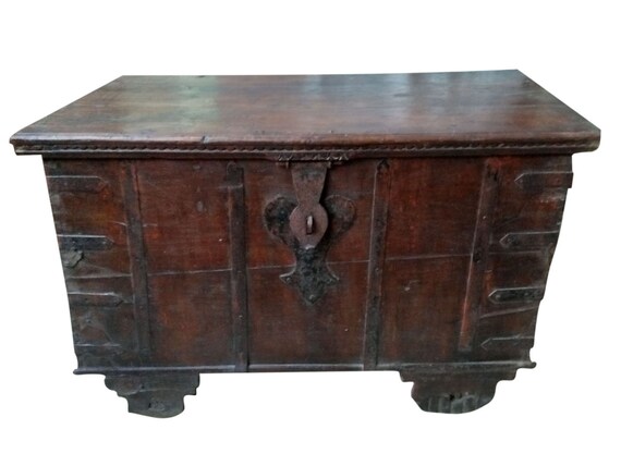 18c Antique Indian Hope Chest Dowry Chest On Wheels Handmade Etsy