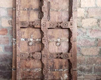 Antique Indian Medallion Doors, Jaipur Havelil Style Teak Doors for Home, Custom Urban Boho Rustic Farmhouse Doors 78x45