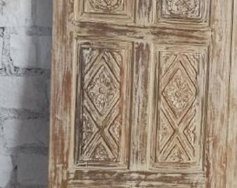 Rustic Carved 6 Paneled Doors, Sliding Barn Door, Interior Door, Vintage Carved Wood Barndoor, Custom, Kitchen, Pantry, Bedroom Doors, 8'x3'