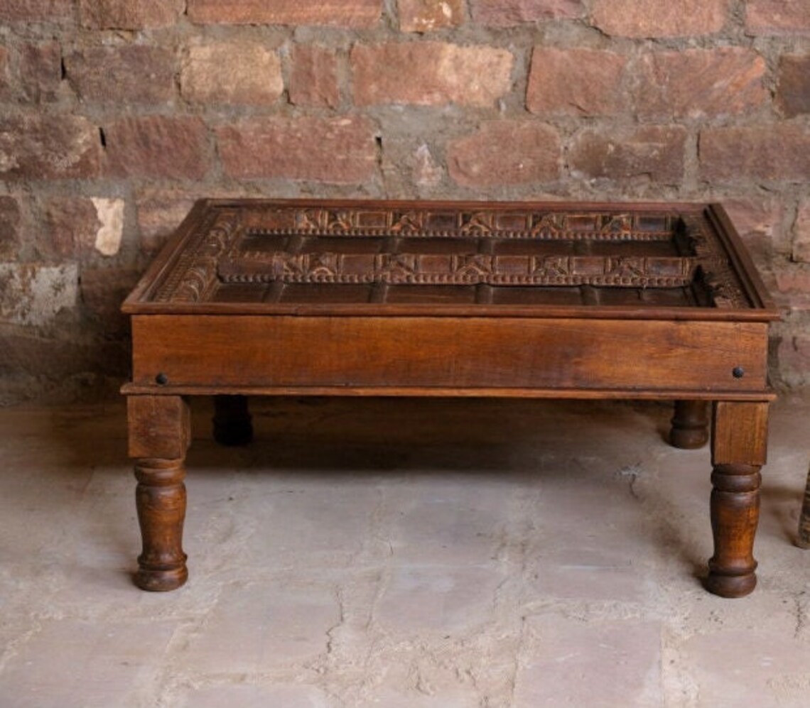 Antique Door Coffee Table Haveli Doors Rustic Brown Reclaimed Etsy