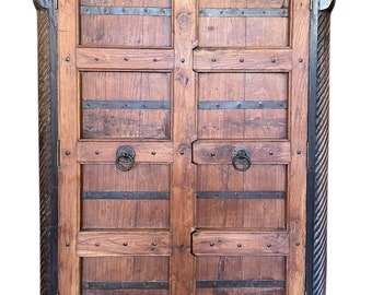 Antique Wood Armoire Rustic Old Door Cabinet Accent Armoire Farmhouse Kitchen Storage Eclectic Country Design