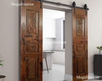 Ancient Door, Flower Carved Design, Brown Slidiing Carved Door, Antique Wooden Door Panel, Spanish Door, Colonial Wooden Door 80x15