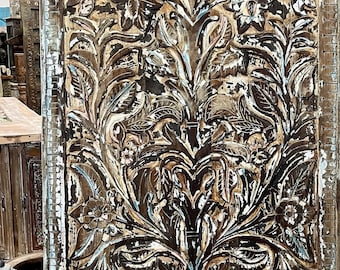 Tree Of Life Carved Barn Door,Sliding Door,Rustic Reclaimed Wood,CUSTOM DOORS,Artistic Unique Eclectic, 84x40