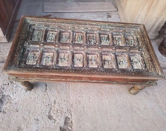 Antique Coffee Table, Distressed White Chai Table, Rustic Coffee Table, Old door table, Rustic Farmhouse, Eclectic Decor,