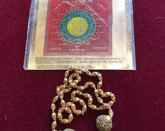 Yoga Of Home, Vastu Dosh Nivaran Yantra, Remove all kind of Negativity, Rudraksha Beads 5 Mukhi Golden Cap