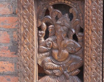 Single Door, Vintage Ganesha Wall Art, Custom Carved Ganesa Barn Door, Indian Door, Unique Eclectic, Pair Available