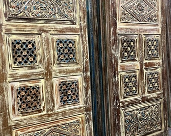 Stunning Carved Sliding Door,Boho Floral Carved Latticed Barn door,Room Divider,Reclaimed Wood,Eclectic,Maximalist,Interior Design 80x36