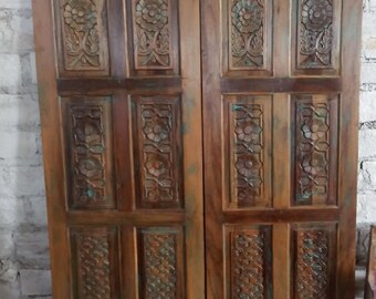 Rustic Elegance: Hand-Carved 6-Paneled Barn Door, Unique Statement for Farmhouse Interiors, Double or Single Sliding Barn Doors, 80x30