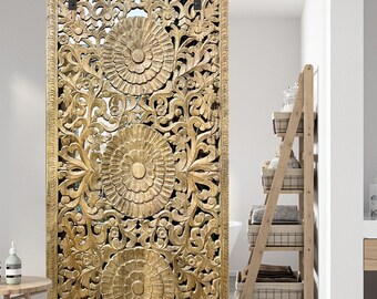 Lattice Carved Jali Door, Interior Door, Lotus Carved Sliding Door, Barn door, Headboard, Room Divider, Pantry Door, 80x36