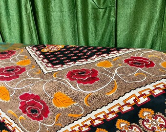 Picnic Blanket, Block Printed Cotton Throw, 100% Handloom Cotton Bedspread, Indi Boho Floral Paisley Bedspread, Indian Bed Cover, TABLECLOTH