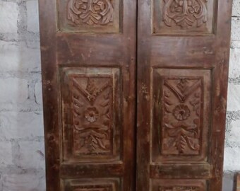 Pair Antique Carved Unique, Barn Wood ,Sliding Doors, Gilding, Doors for Bedroom, Livingroom, Exterior, İnterior,Wood Panels