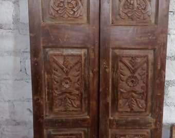 Pair Antique Carved Unique, Barn Wood ,Sliding Doors, Gilding, Doors for Bedroom, Livingroom, Exterior, İnterior,Wood Panels