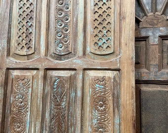 Vintage Carved Door, Indian Door, Rustic Sliding Door, Farmhouse Architectural Elements, Unique Eclectic, 96