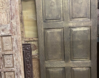 Sliding Barn Door, Carved Brass Door, Reclaimed Wood, Single, Pantry Door, Indian Barndoor, Architectural Design 80x36