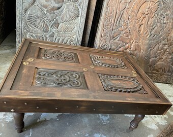 Antique Living Room Accent Table, Coffee Table, Rustic Chai Table, Cocktail Table, Hand Carved Table, Farmhouse Decor, Hand carved Table