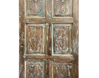 Old Reclaimed Wood Barn Door, Rustic Carved Barndoor, Farmhouse Sliding Barndoor, Headboard, Boho Home 80x36