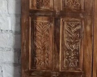 Gulistan Floral Indian Carved Door, Carved Sliding Barndoor, India Door, Bedroom Doors, Single, Double, Eclectic, Resort Design, 80x30