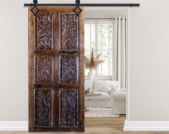 Unique barn door, Statement door, Carved door, 6 Paneled Barn Door, Double or Single Sliding Barn Doors, Ranch Country, Interior Door, 84x36